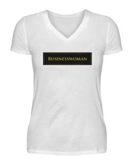 Businesswoman Shirt Dames Zwart/Goud  – Women V-Neck Shirt